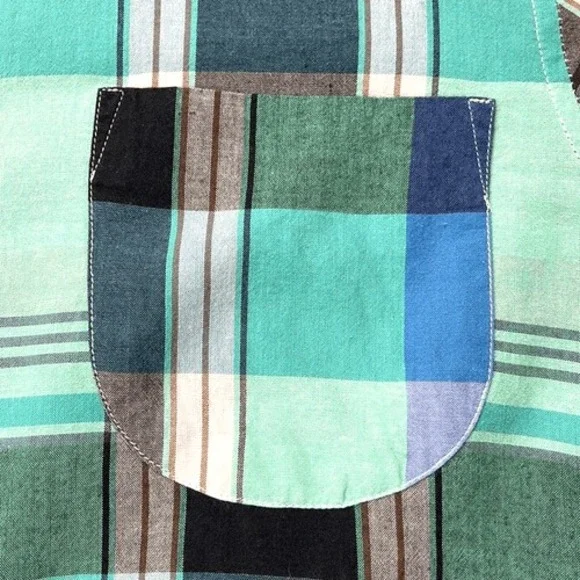 J. Crew Shirt Mens Small S Blue Plaid Slim Indian Madras Long Sleeve Button Down - Picture 8 of 12